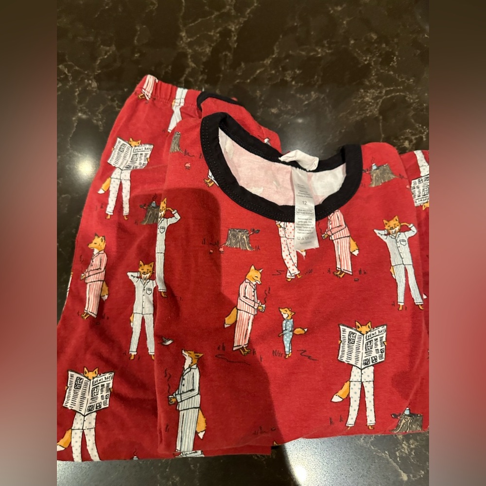 BEDHEAD Boys Size 12 Set of Pajamas Black & Red Foxes